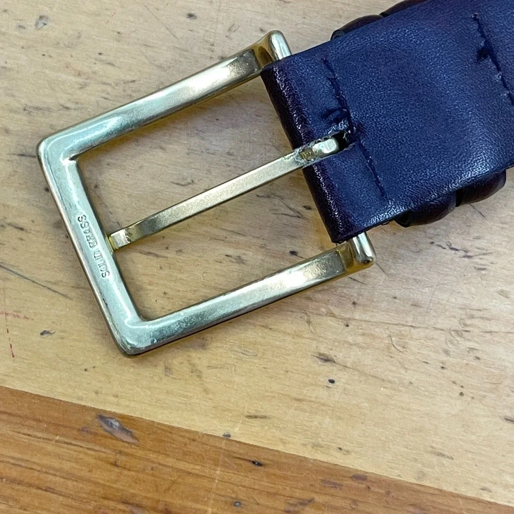 Unbranded Mens Belt Brown Bonded Leather with Brass Buckle‎ Sz 34 Solid USA-Made